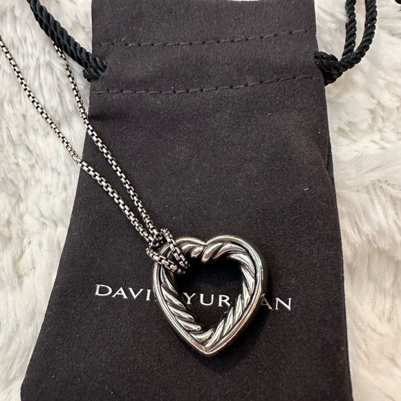 Authentic David Yurman Sterling Silver Open Heart Cable Necklace - Picture 2 of 16